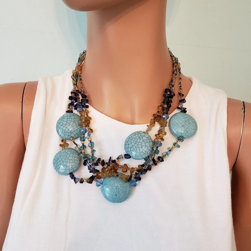 NWOT fun and Beautiful Statement Necklace. - Picture 1 of 9
